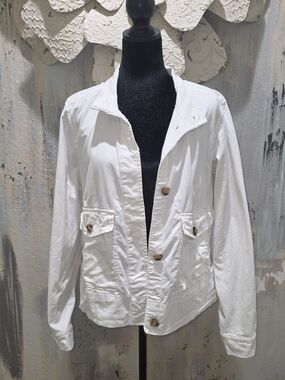 GAP White Button-Front Utility Jacket